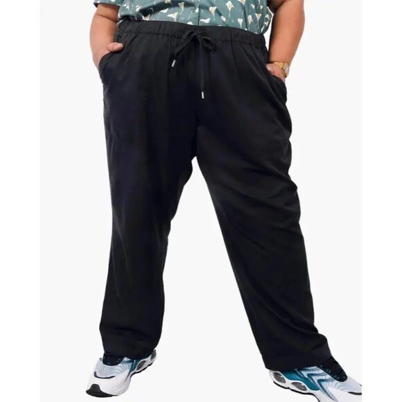 Wildfang Empower Drawstring Pants Womens Black Straight Leg Pull On- NWT - Picture 4 of 13